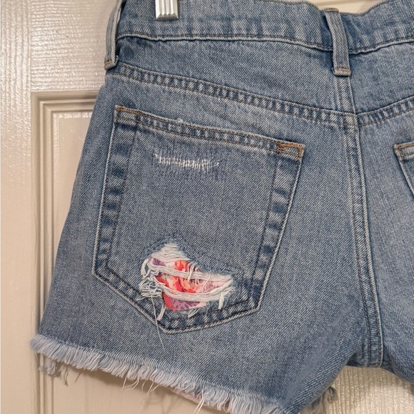Lucky Brand Blue Jean Shorts with Floral Patches - Picture 5 of 11